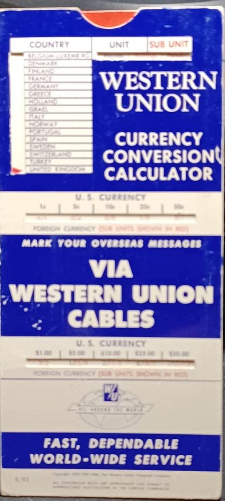 western union currency calculator.